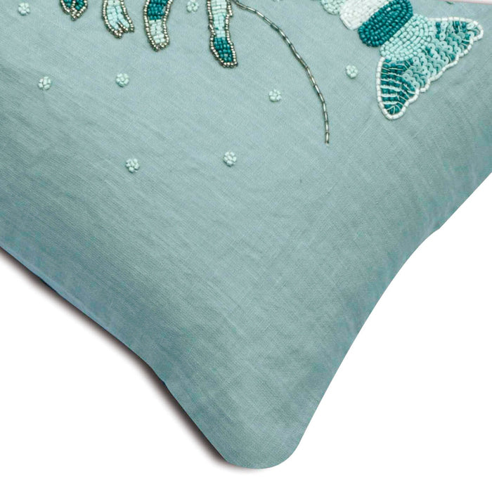 Dull Blue Linen Throw Pillow Cover - Lobster Cool