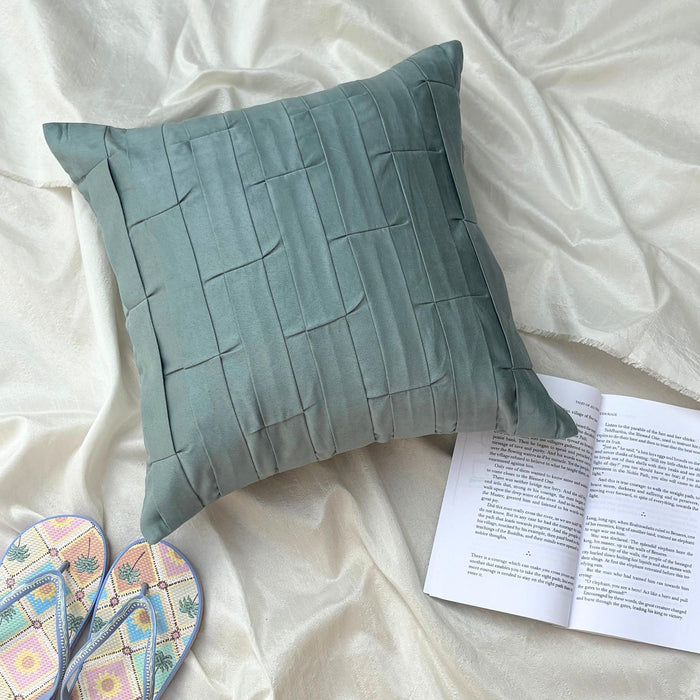 Dull Blue Love Tune - Dull Blue Faux Suede Throw Pillow Cover