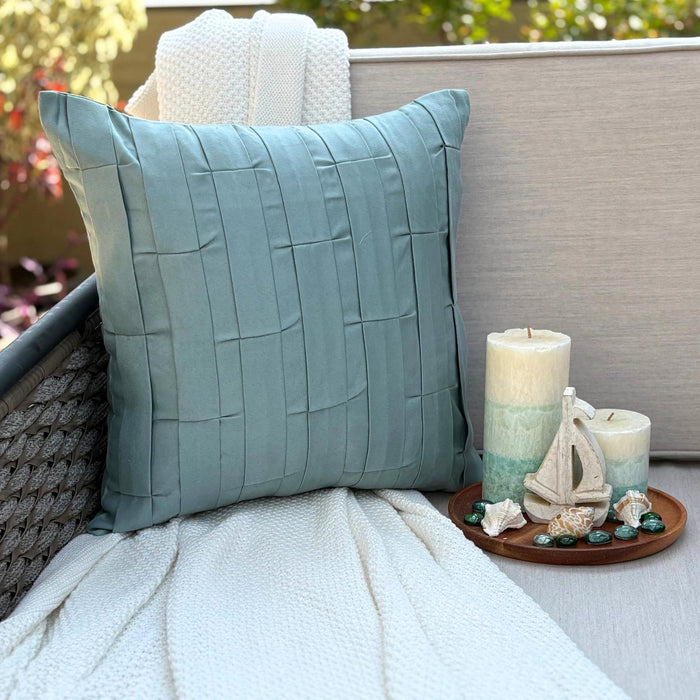 Dull Blue Love Tune - Dull Blue Faux Suede Throw Pillow Cover