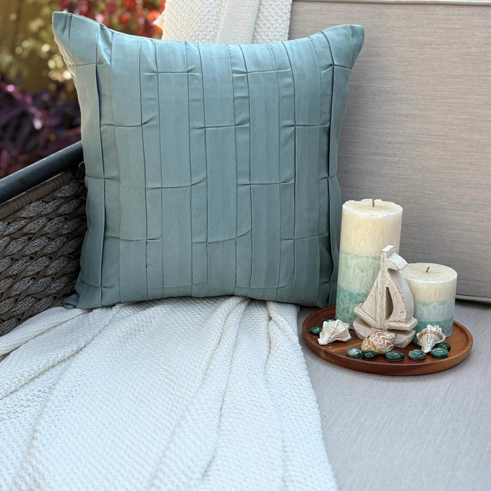 Dull Blue Love Tune - Dull Blue Faux Suede Throw Pillow Cover