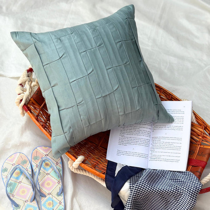 Dull Blue Love Tune - Dull Blue Faux Suede Throw Pillow Cover