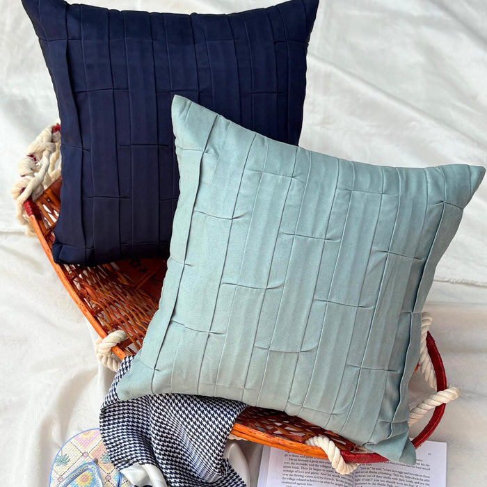 Dull Blue Love Tune - Dull Blue Faux Suede Throw Pillow Cover