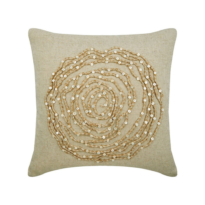 Earthy Rose - Natural Beige Cotton Linen Throw Pillow Cover