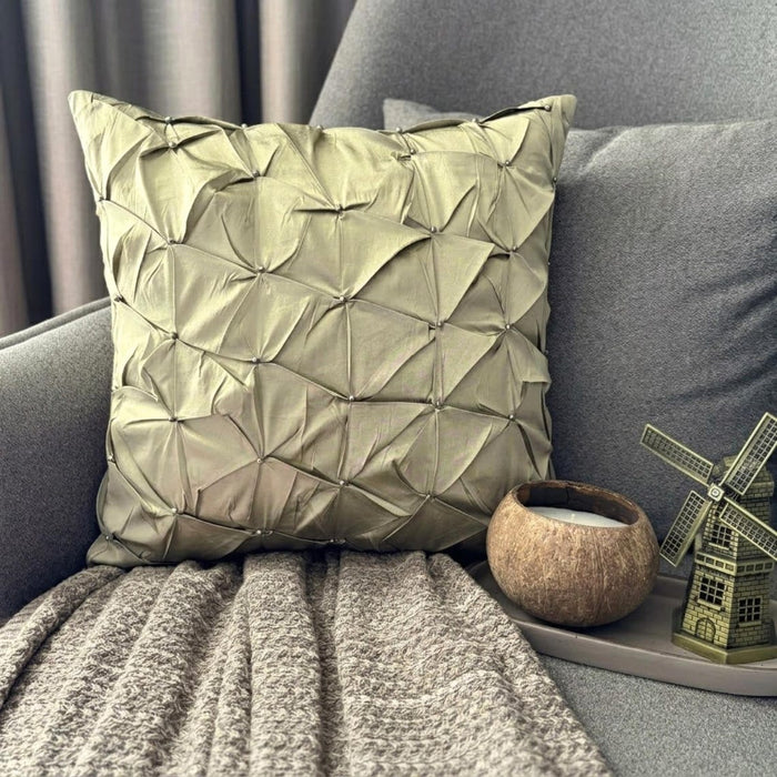 Earthy Texture - Green Taffeta Decorative Euro Sham