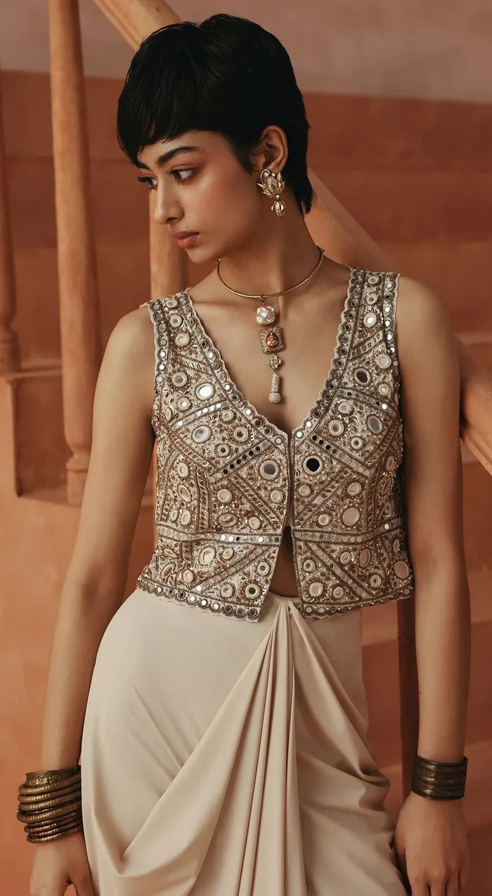 Elan Ivory Draped Set