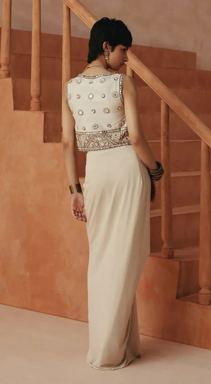 Elan Ivory Draped Set
