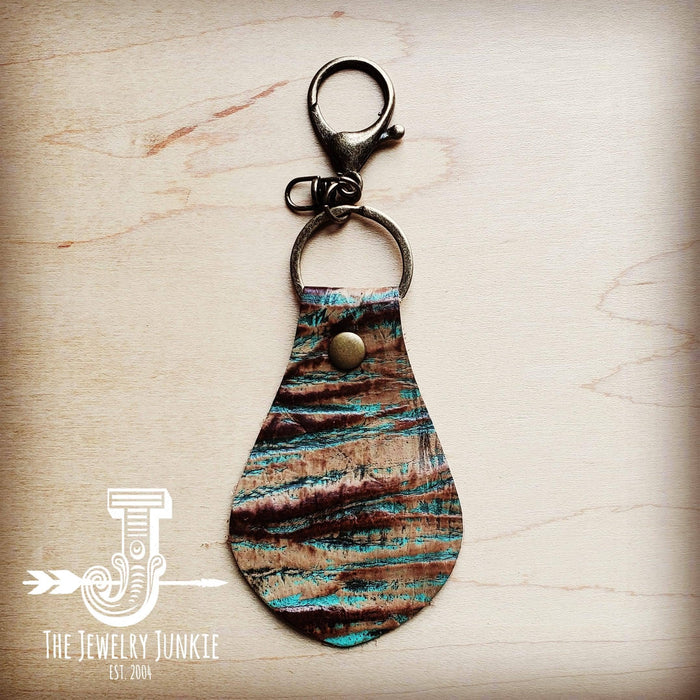*Embossed Leather Key Chain - Turquoise Chateau 701x