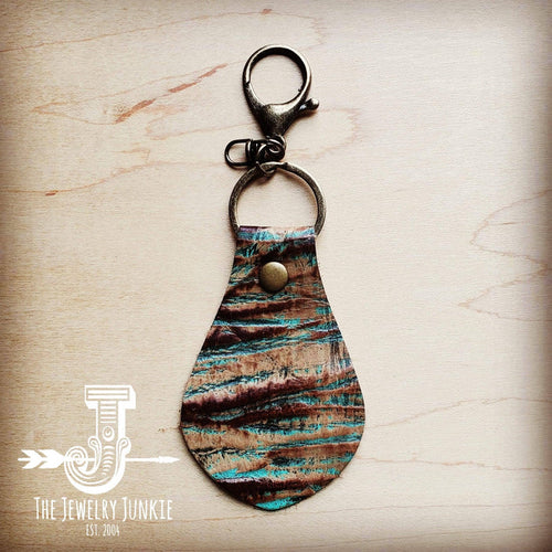 *Embossed Leather Key Chain - Turquoise Chateau 701x