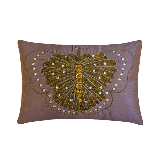 Embroidered Butterfly - Art Silk Purple Decorative Standard & King Shams