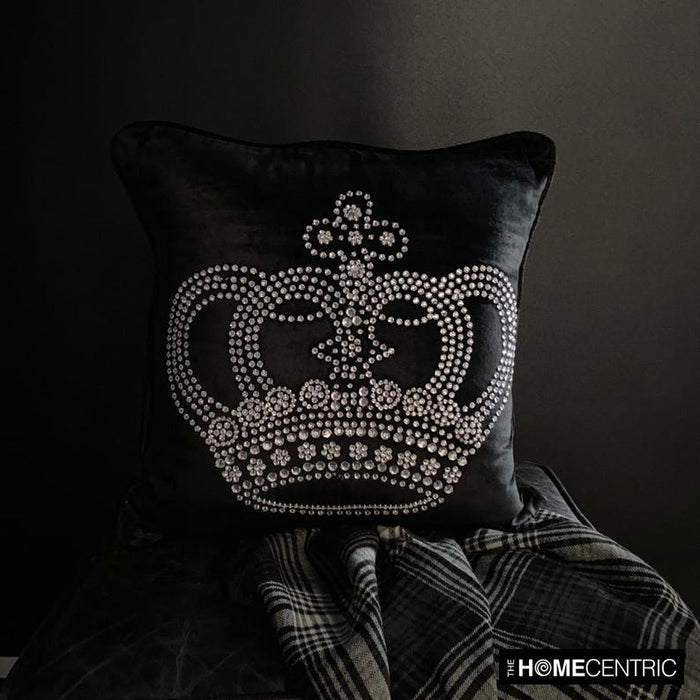 Emperors Crown - Black Velvet Decorative Throw Pillow Cover
