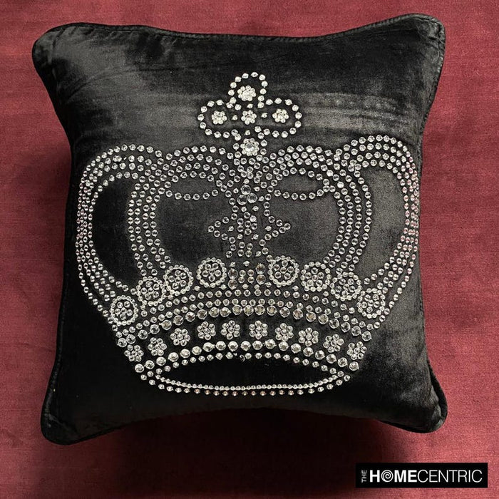 Emperors Crown - Black Velvet Decorative Throw Pillow Cover