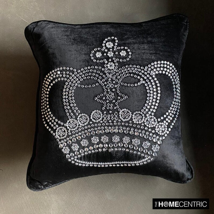 Emperors Crown - Black Velvet Decorative Throw Pillow Cover