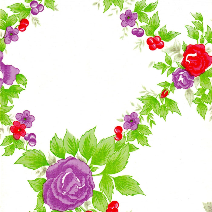 freckled sage rose vine purple oilcloth swatch