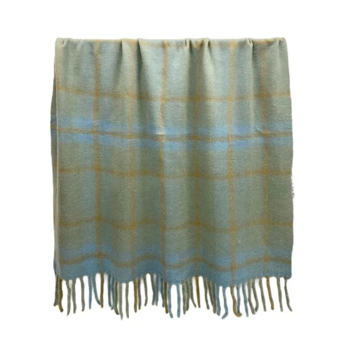 Enid Wool Blend Throw | Blue/Coffee 125x150cm