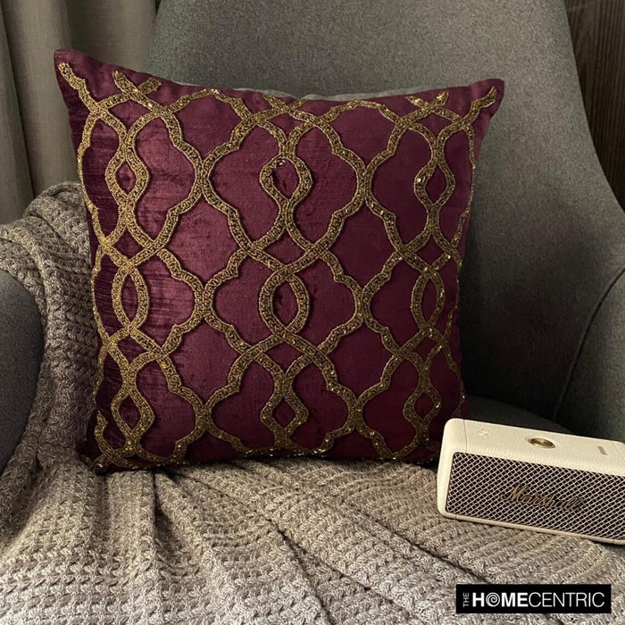 Estrellas Purple Velvet Throw Pillow Cover