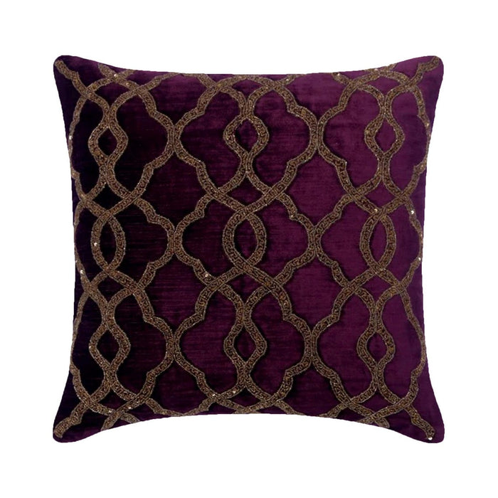 Estrellas - Purple Velvet Throw Pillow Cover