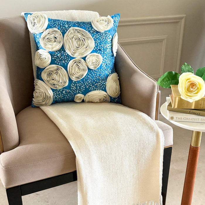 Eternity - Aqua Blue Art Silk Decorative Euro Sham