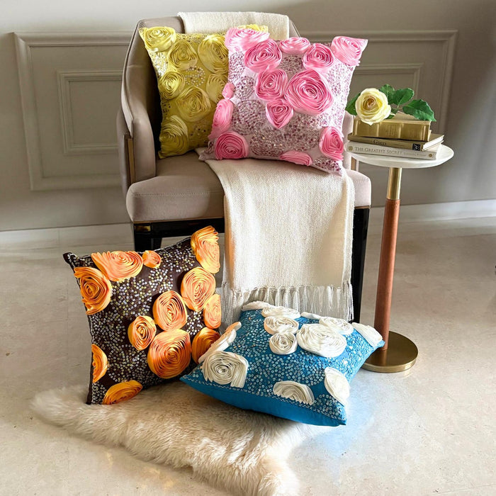 Eternity - Aqua Blue Art Silk Decorative Euro Sham