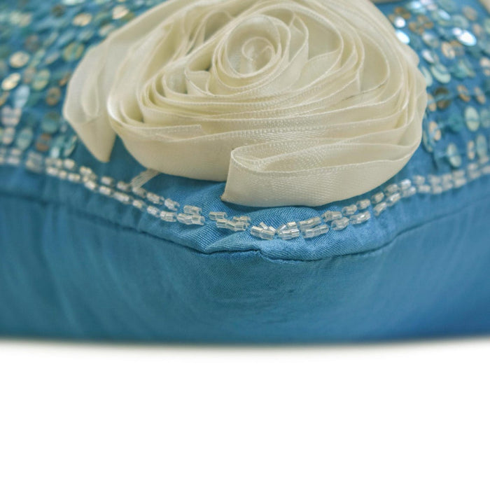 Eternity - Aqua Blue Art Silk Decorative Euro Sham