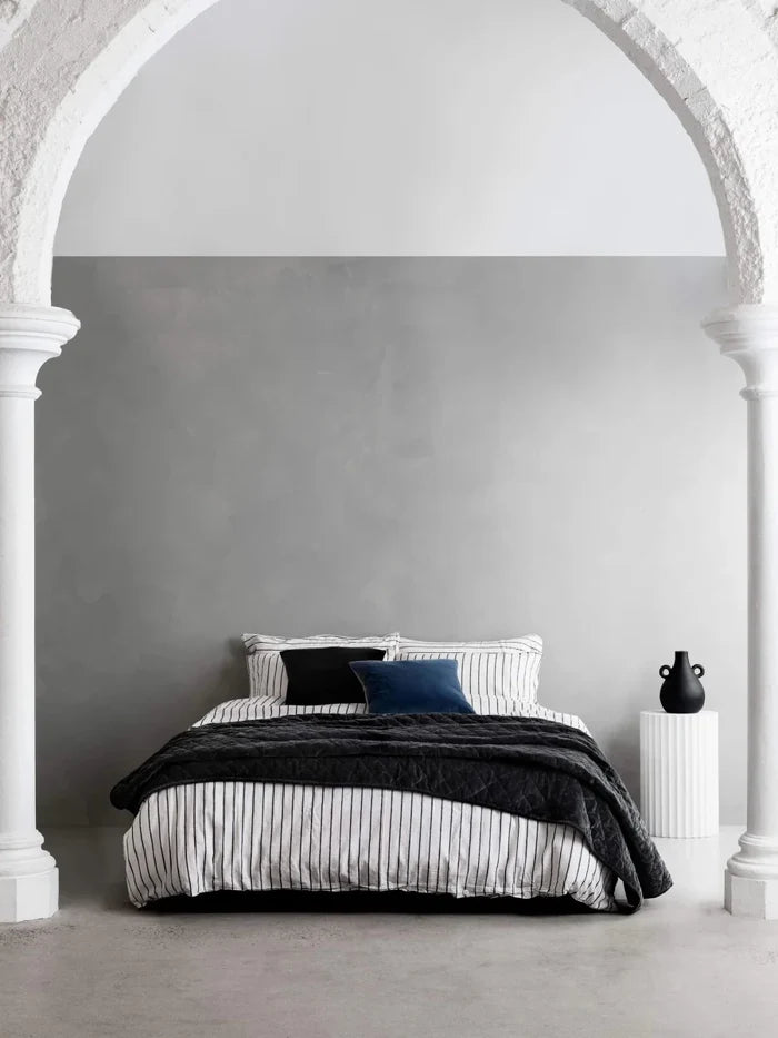 Etro Mini Velvet & Linen Cushion & Insert | Black | 30x50cm - Suzie Anderson Home