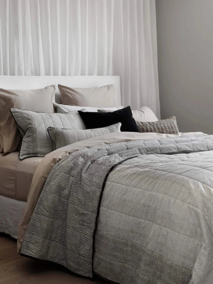 Etro Mini Velvet & Linen Cushion & Insert | Black | 30x50cm - Suzie Anderson Home