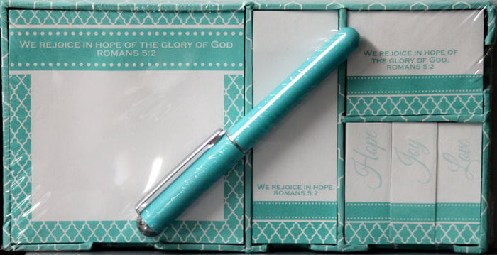 Family Christian Grid Blue Memo Notes Tray Set - SCRAPBOOKFARE