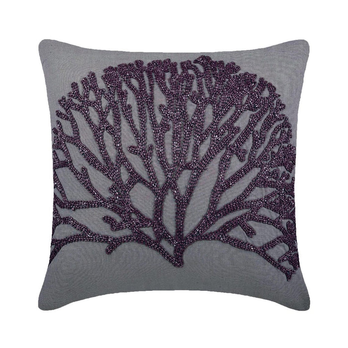 Faraway Tree - Gray Cotton Linen Decorative Euro Sham