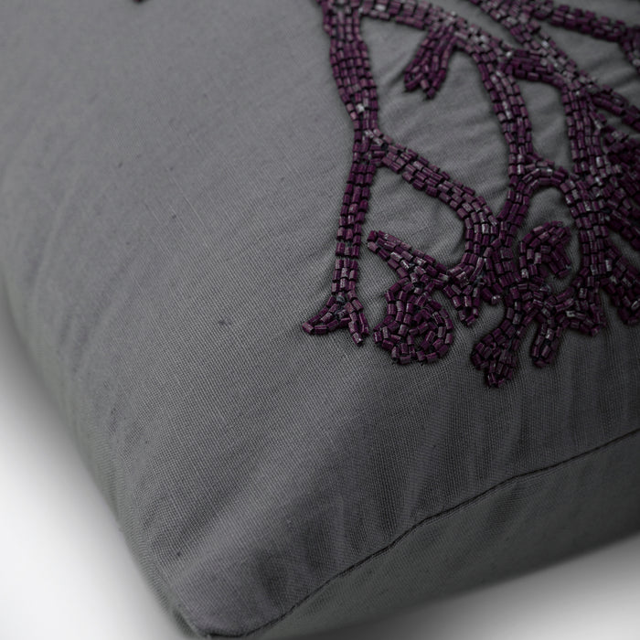 Faraway Tree - Gray Cotton Linen Throw Pillow Cover