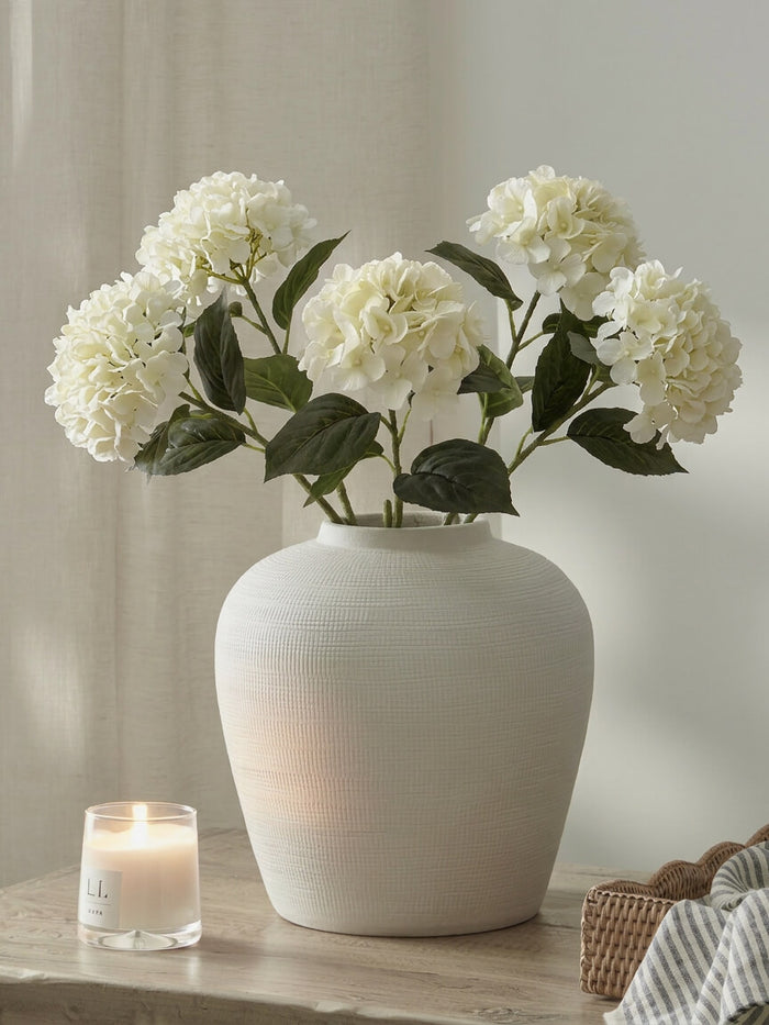 Faux White Hydrangea Stem
