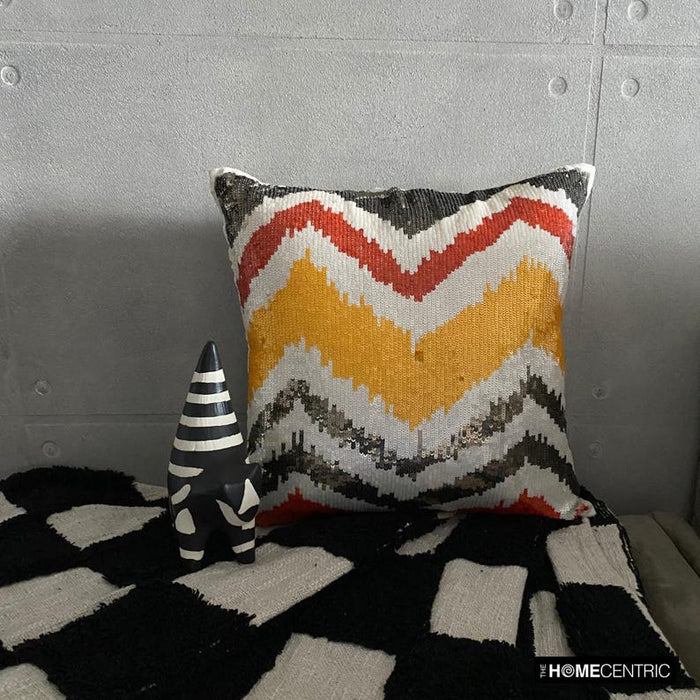 Fiery Mountain - Orange Art Silk Throw Pillow Cover