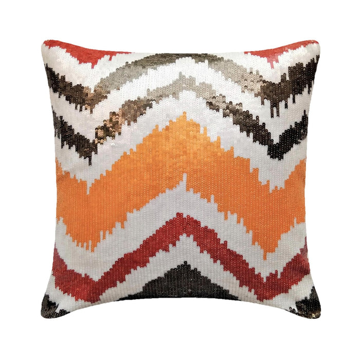 Fiery Mountain - Orange Art Silk Throw Pillow Cover