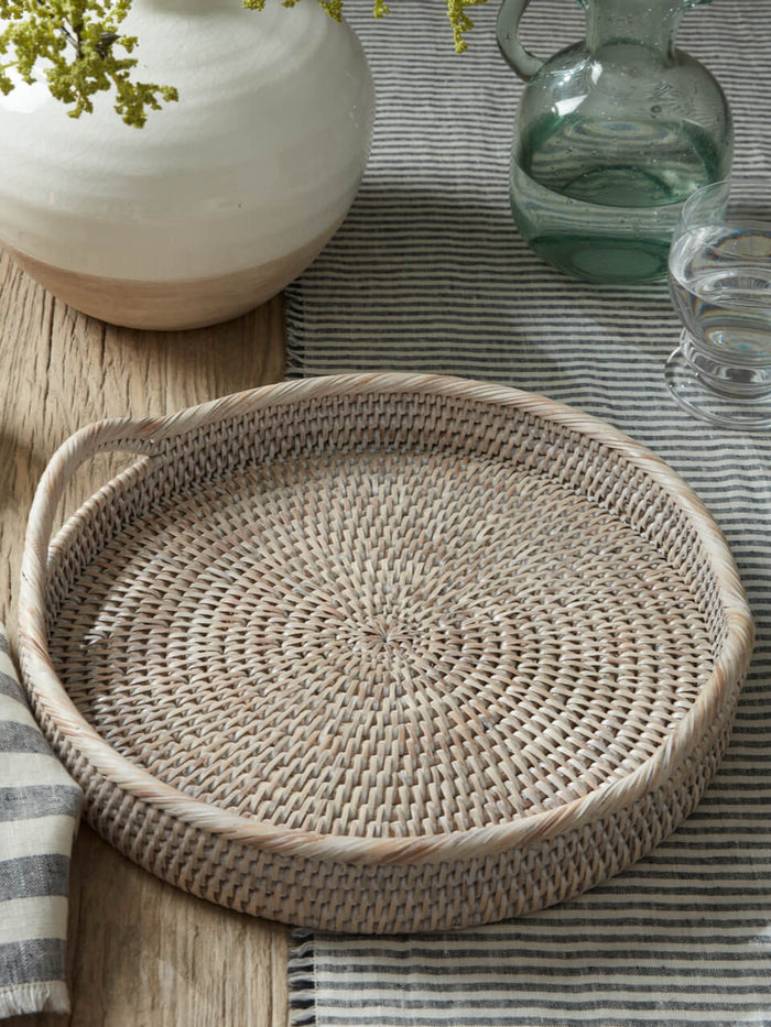 Firth Rattan Round Tray - White