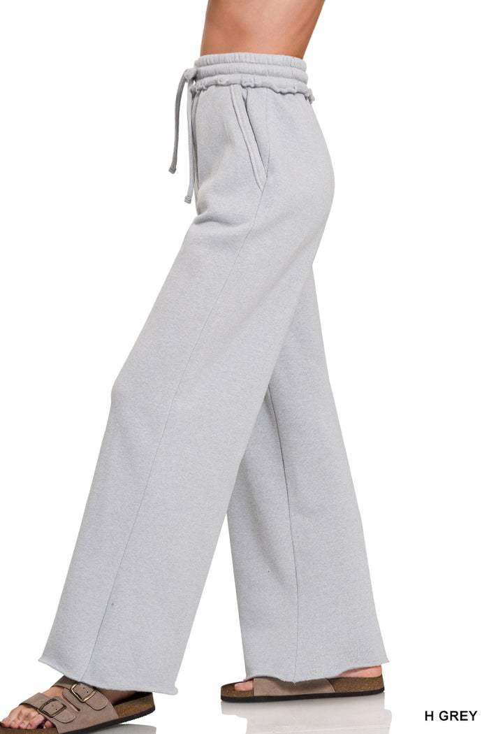 Fleece Exposed Seam Wide-Leg Sweatpants