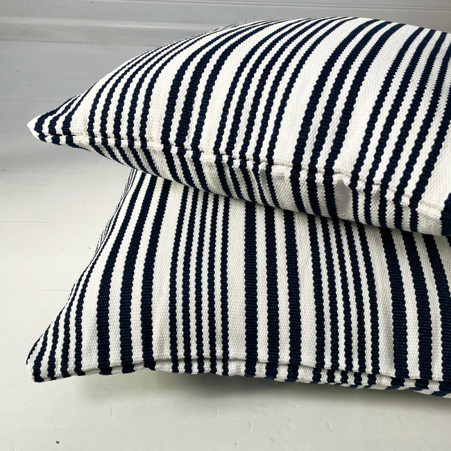 Flinders Navy | Outdoor Cushion Cover & Poly Insert | 60x60cm (BOWRAL)