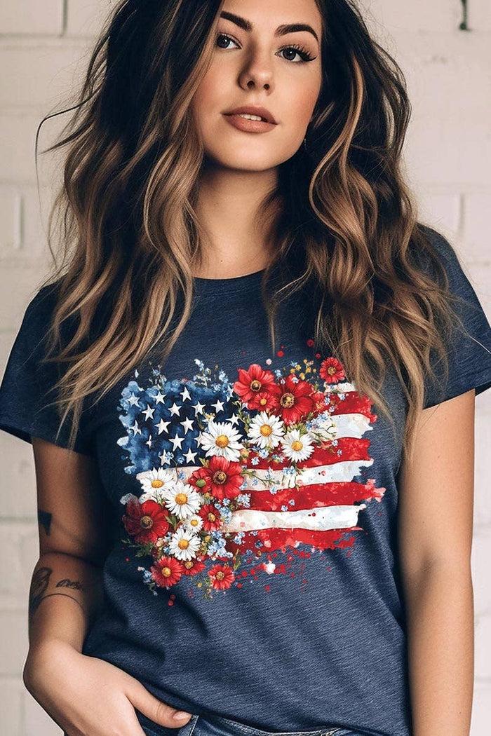 Floral American Flag Graphic Tee