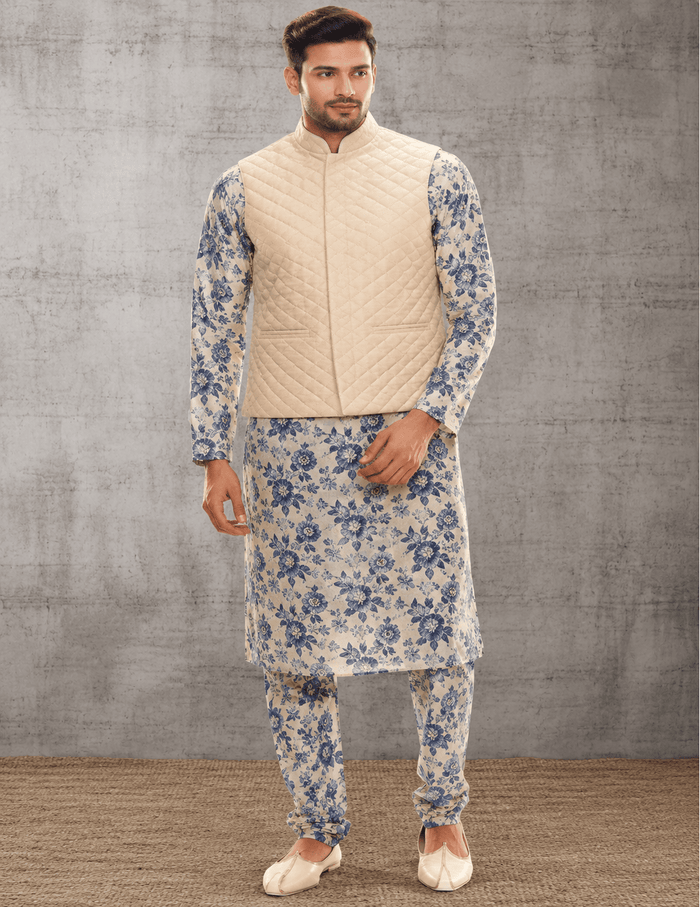 Floral Applique Kurta Jacket Set