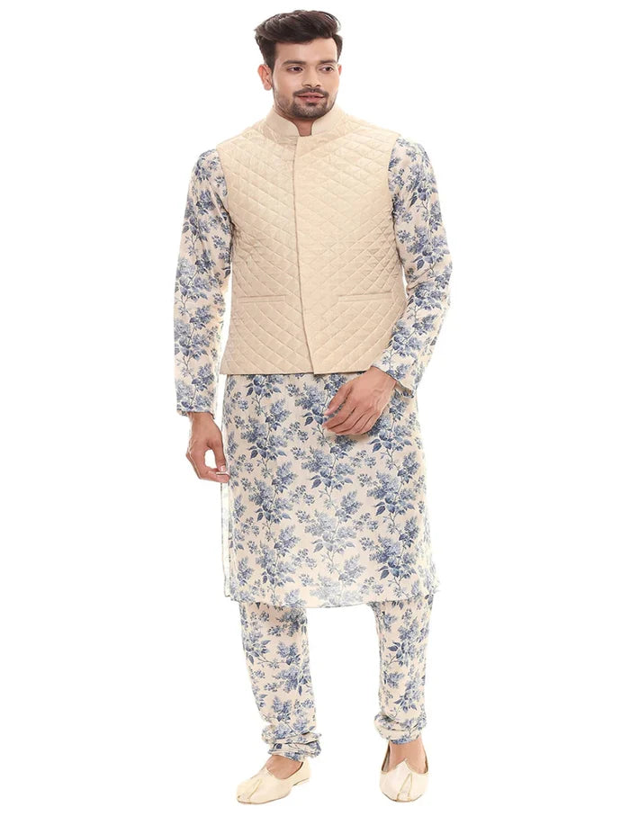 Floral Applique Kurta Jacket Set