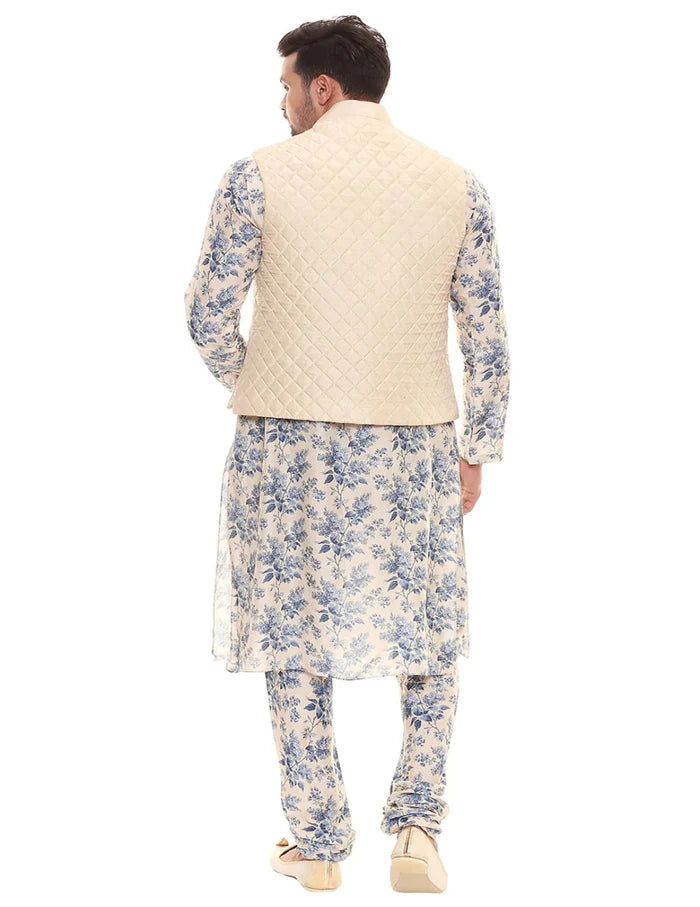 Floral Applique Kurta Jacket Set