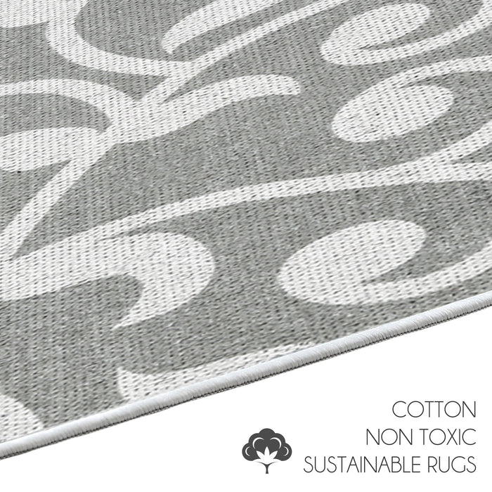 Floral Design Non Skid Washable Kitchen Runner Rugs Set of 2| 44 x 24 and 31.5 x 20 Inches Floor Mats |Gray