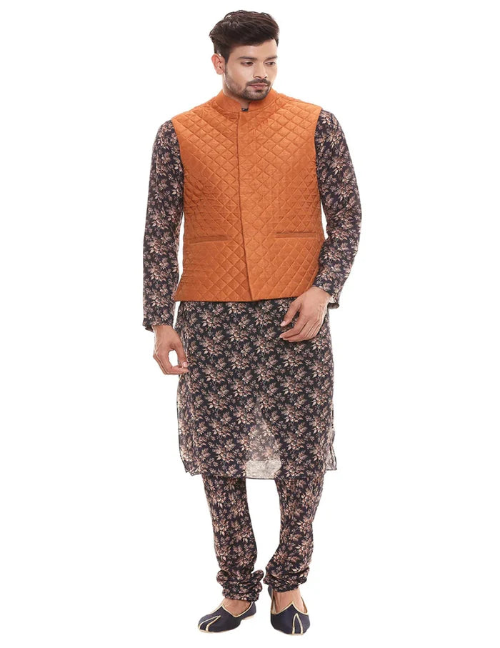 Floral Kurta Quilted Jacket Set