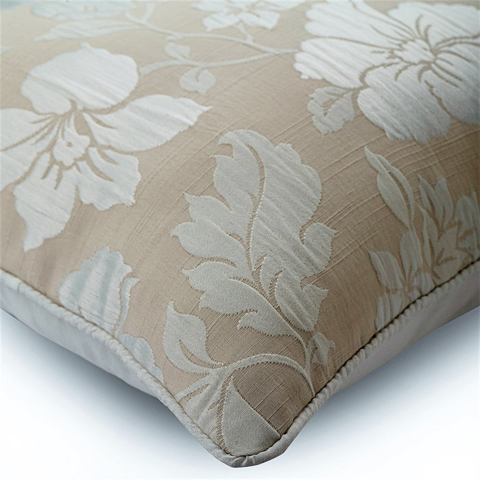 Floral Lady - Beige Jacquard Silk Throw Pillow Cover