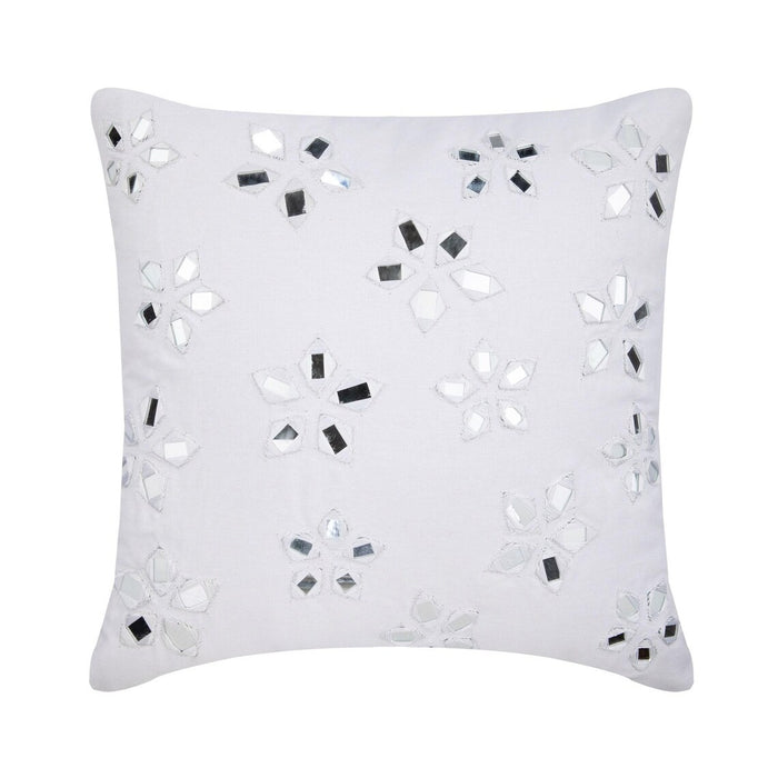 Floral Lake - White Cotton Canvas Decorative Euro Sham
