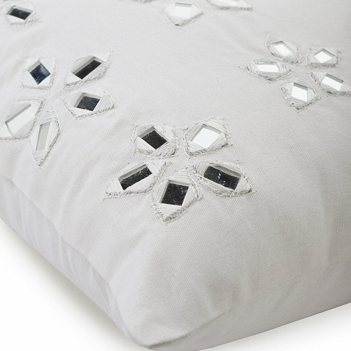 Floral Lake - White Cotton Canvas Decorative Euro Sham
