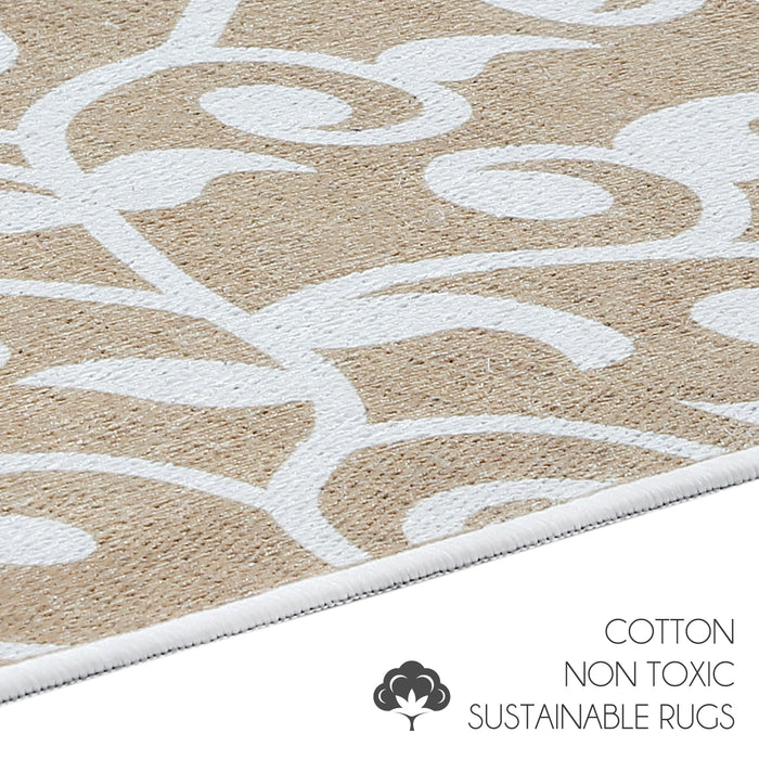 Floral Pattern Large Dish Drying Mat for Kitchen Counter |24 x 18 x 0.25 Inches | Beige