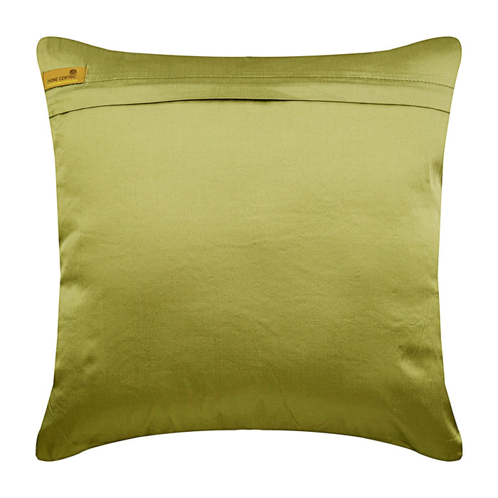Flower Jewel - Earthy Green Silk Throw Pillow Cover
