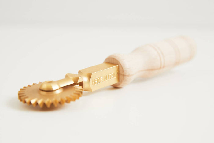 Fluted Brass Pasta Wheel Cutter, from Italy