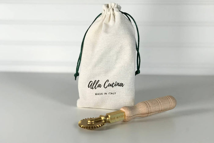 Fluted Brass Pasta Wheel Cutter, from Italy
