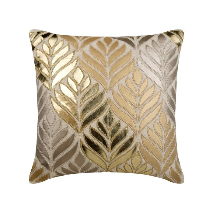 Foil Maple - Gold Faux Leather Throw Pillow Cover