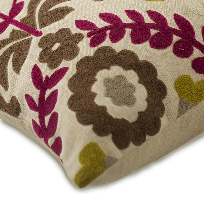 Folk Art Embroidered Floral Euro Shams