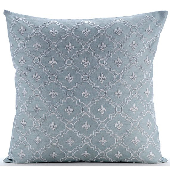 French Nautical - Light Blue Art Silk Decorative Euro Sham